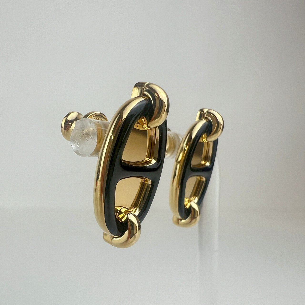 Boucles d'oreilles Mini Maillon ミニ マイヨン　ピアス Black / Gold ブラック/イエローゴールド