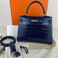 Kelly25 ケリー25 Blue saphir ブルーサファイア Alligatorアリゲーター PHW シルバー金具 Stamp-W W刻印