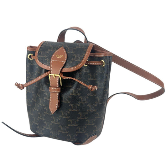 フォルコバックパックミニ トリオンフキャンバス カーフスキン タン