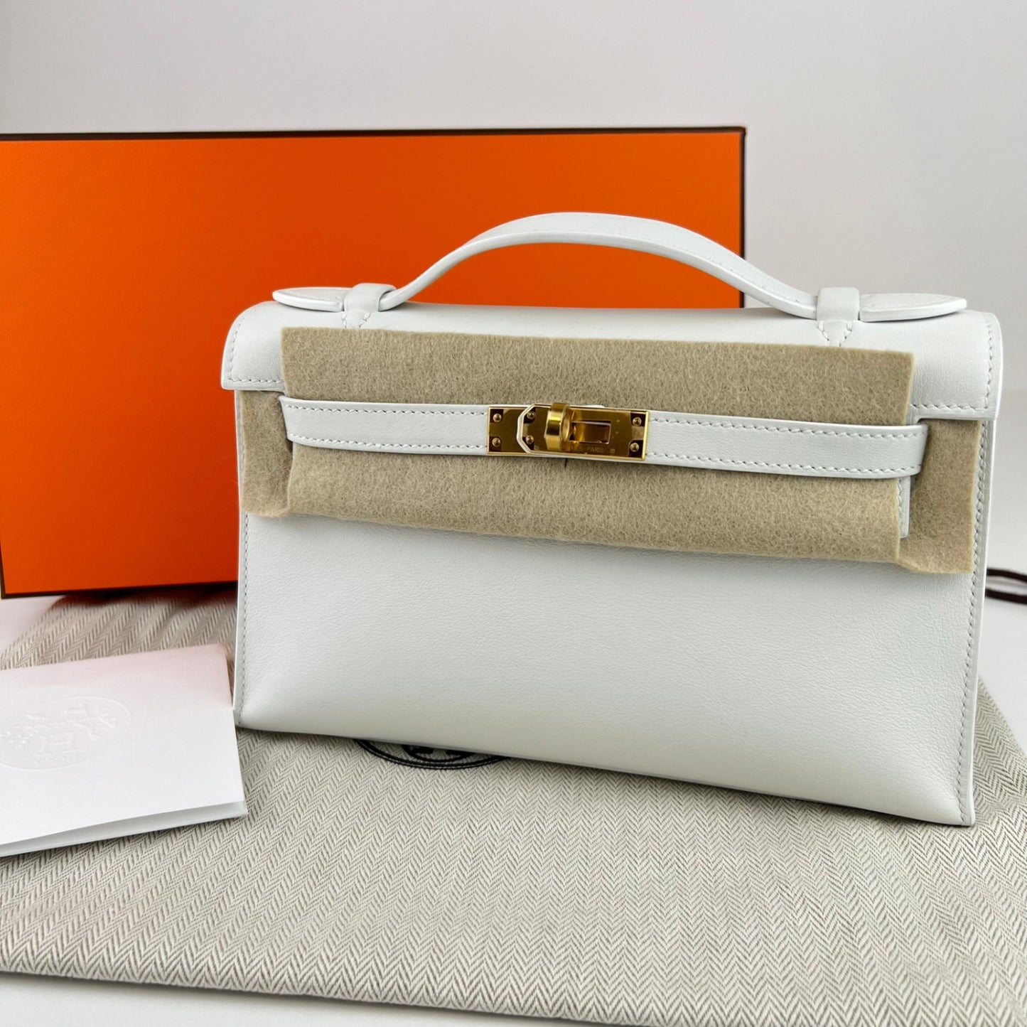 Pochette kelly ポシェットケリー Blanc ブラン B刻 Swift スイフト GHW ゴールド金具