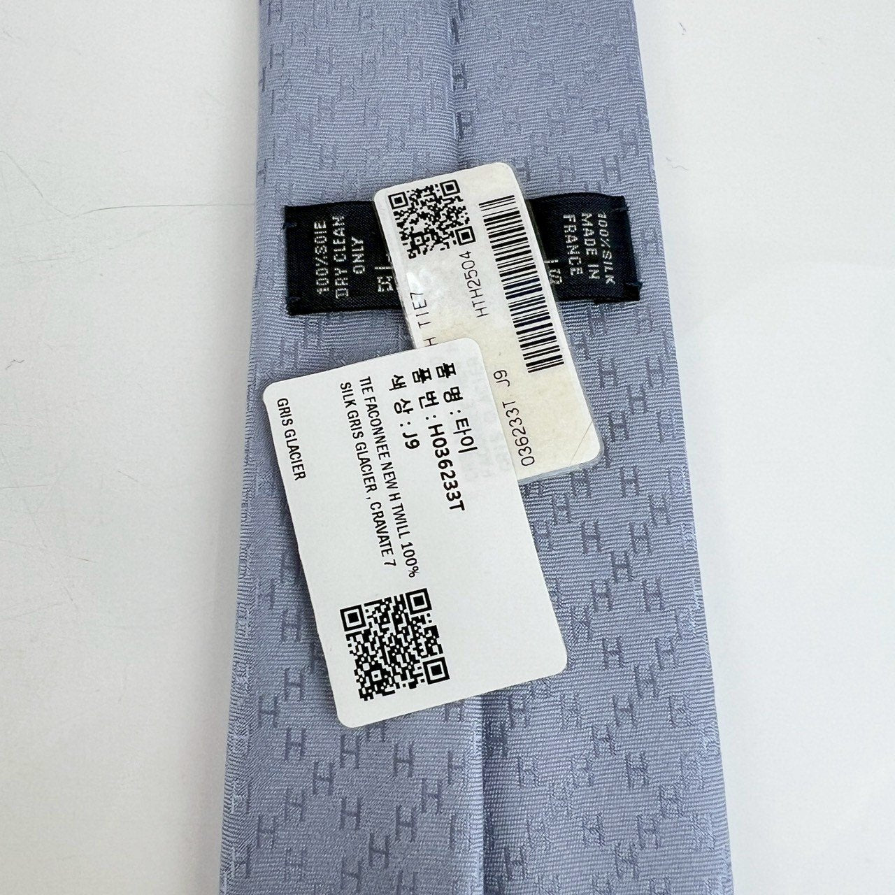 シルクタイ Faconnee ニューHタイ Faconnee New H tie GRIS GLACIER グリグラシエ ライトブルー シルク