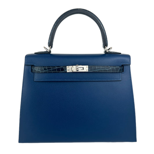 Hermès エルメス Kelly25 ケリー25 Stamp-W W刻印 Madame/Crocodile マダム/クロコダイル Deep blue ディープブルー PHW シルバー金具