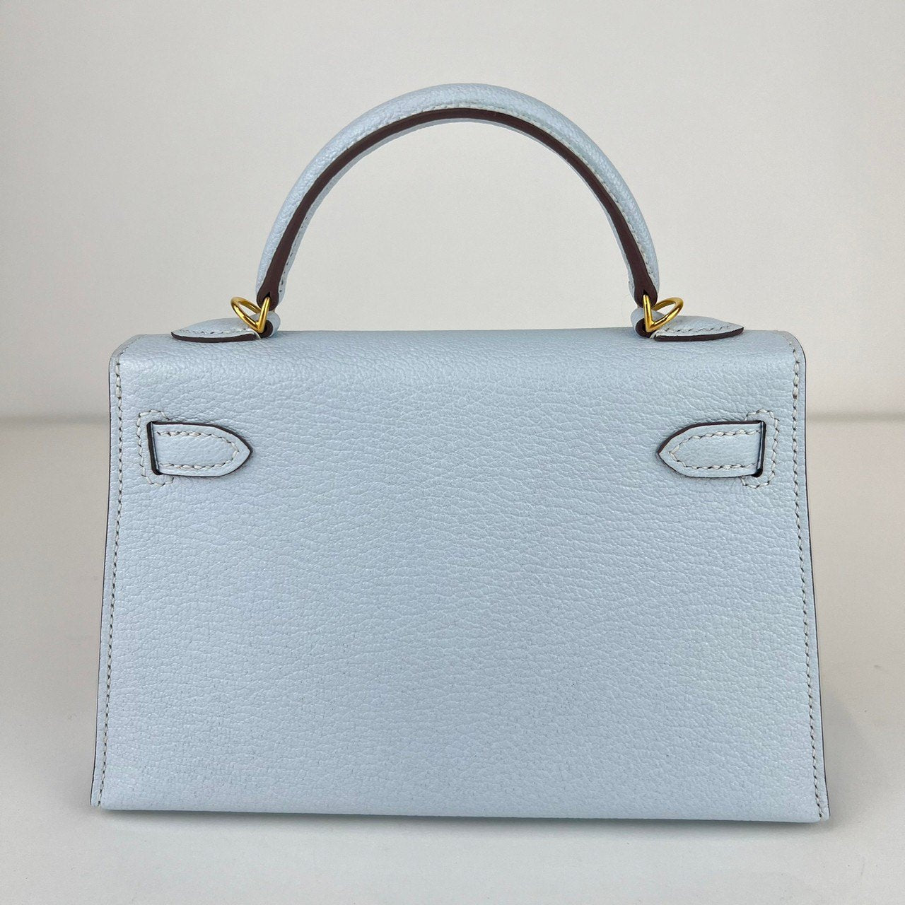 Mini kelly ミニケリー Blue brume ブルーブリュム Chevre シェーブル GHW ゴールド金具 U刻