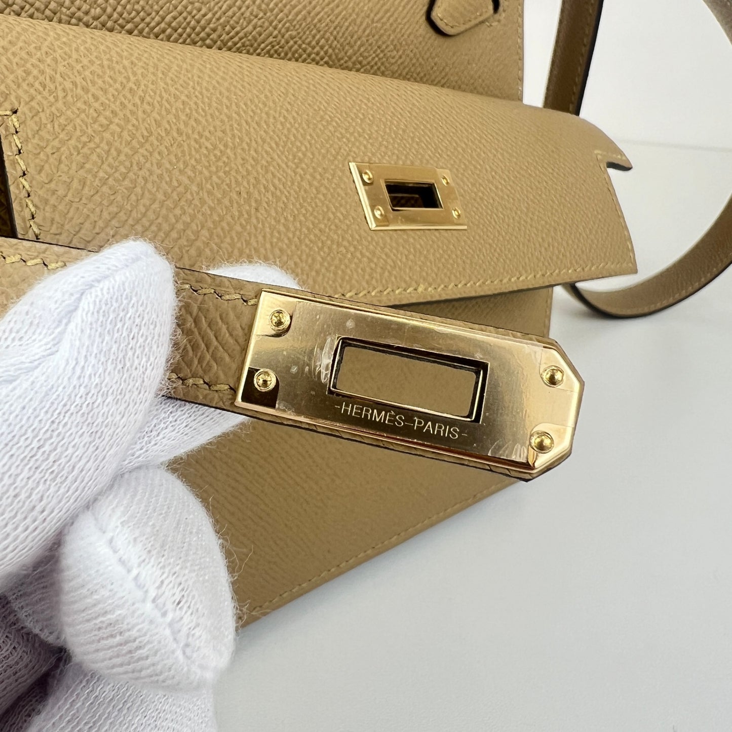 Mini kelly disorder ミニケリー 無秩序 Poussiere プシエール PMBHW  シャンパンゴールド金具 Stamp-K K刻印 Epsom エプソン