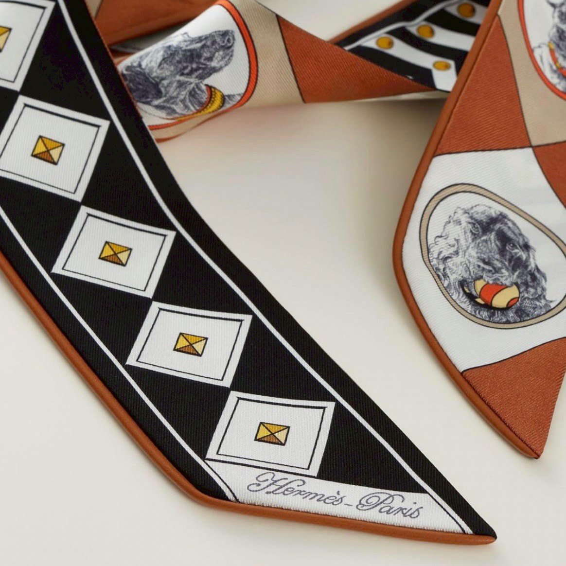 Twilly ツイリー　コリエ・エ・シアン マルチカラー　ブラウン 絹 100%