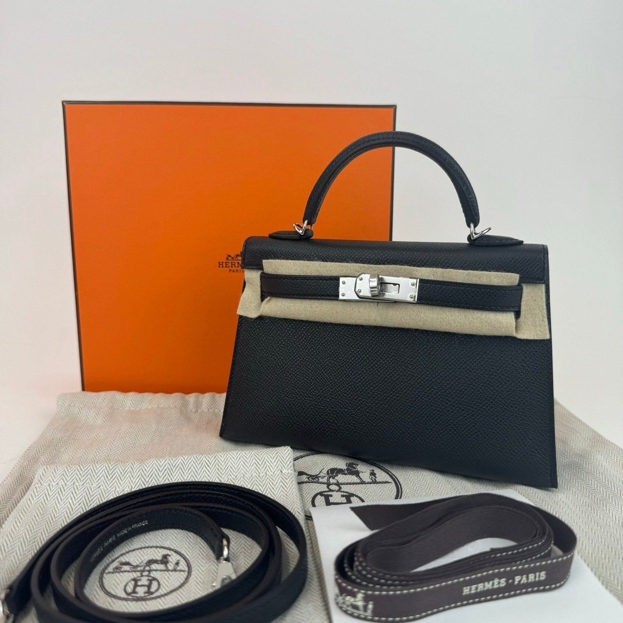 Mini Kelly ミニケリー Black ブラック Epsom エプソン PHW シルバー金具 B刻 2wayバッグ ショルダーバッグ