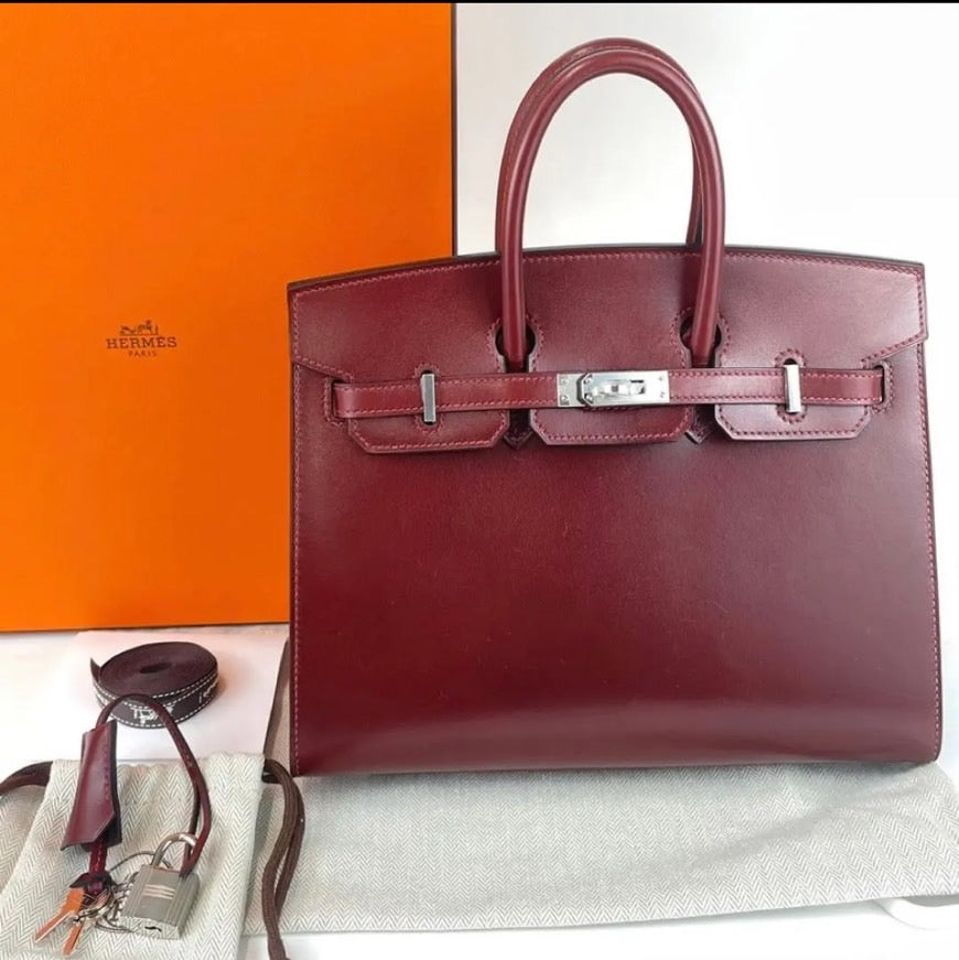 Birkin25 バーキン25 Sellier セリエ Rouge H ルージュ H Box calf ...