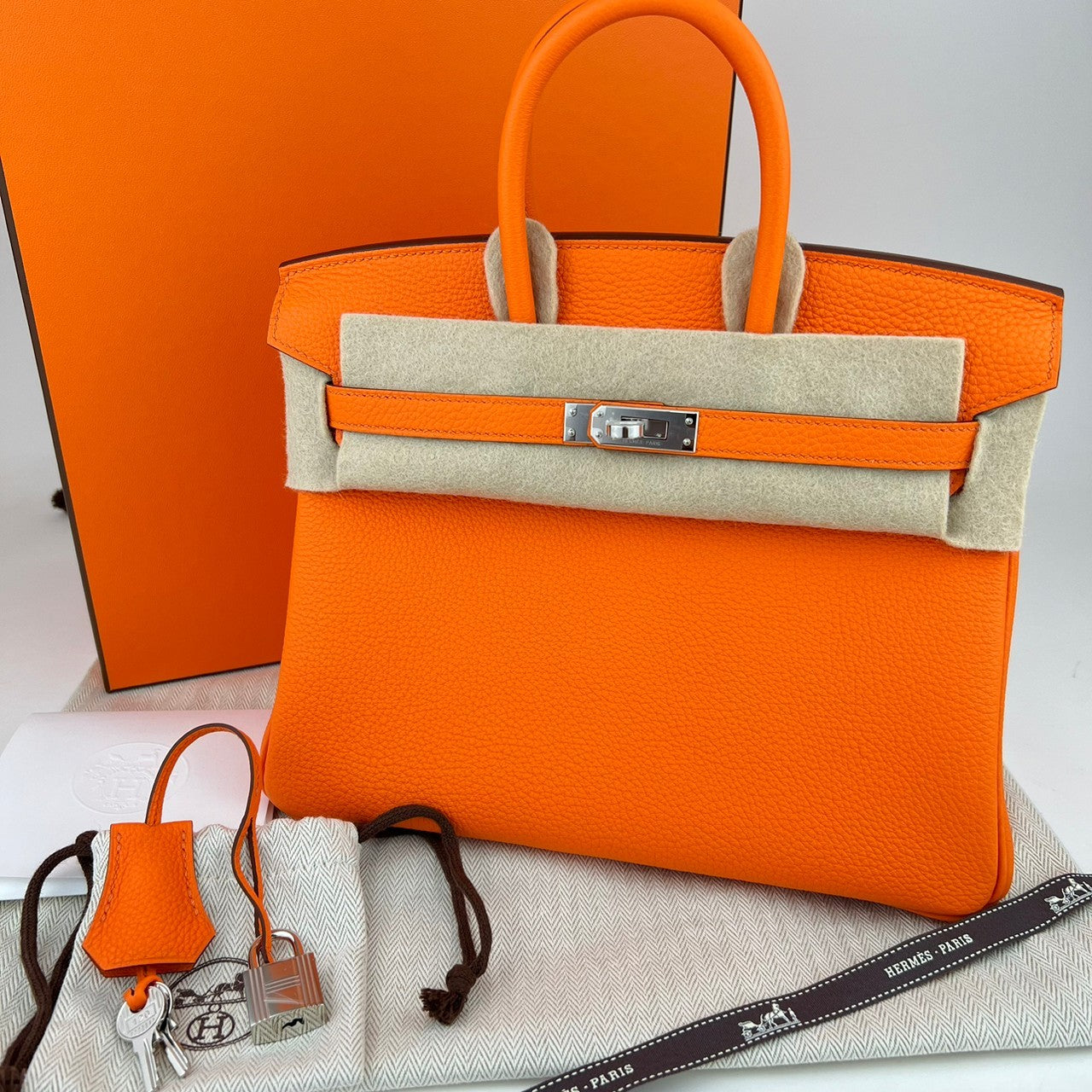 Birkin25 バーキン25 Orangeminium オレンジミニウム PHW シルバー金具 B刻