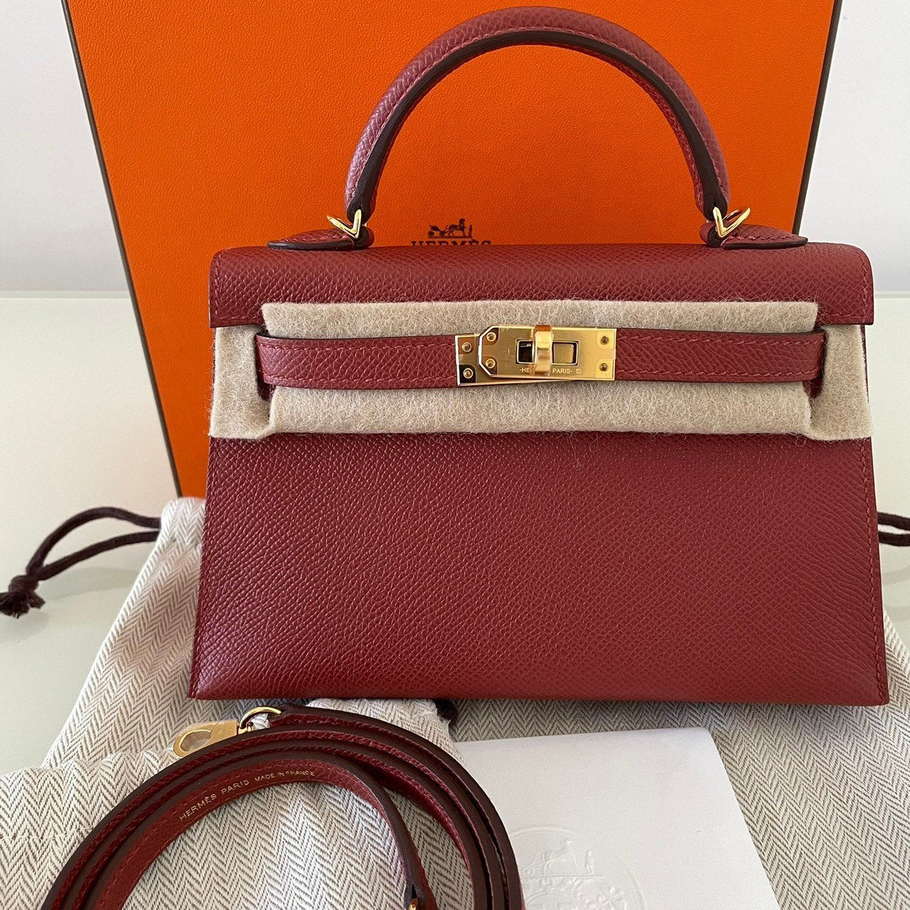 Mini Kelly ミニケリー U刻 Rouge grenat ルージュグレナ GHW ゴールド金具