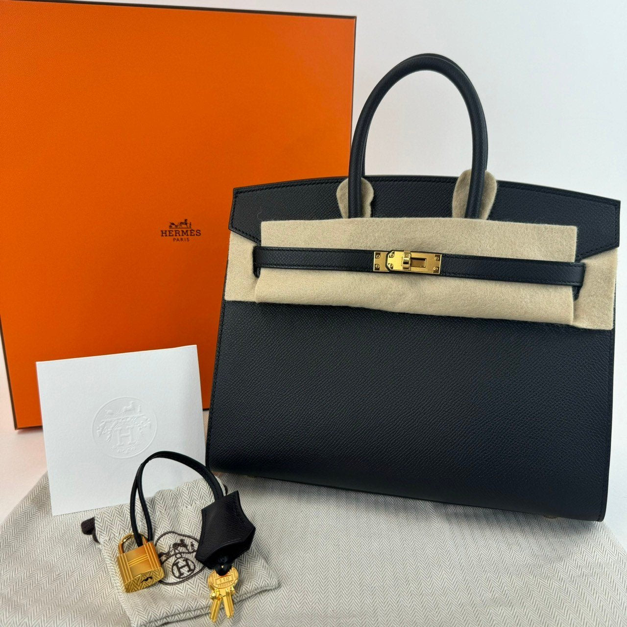 Birkin25 sellier バーキン25 セリエ Black ブラック Epsom エプソン GHW ゴールド金具 B刻 ハンドバッグ