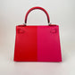 Kelly28 casaque ケリー28 カザック Rouge de coeur/Rose extreme/Bleu zanzibar ルージュデクール/ローズエクストリーム/ブルーザンジバル Epsom エプソン PHW シルバー金具 Z刻 2wayバッグ ショルダーバッグ