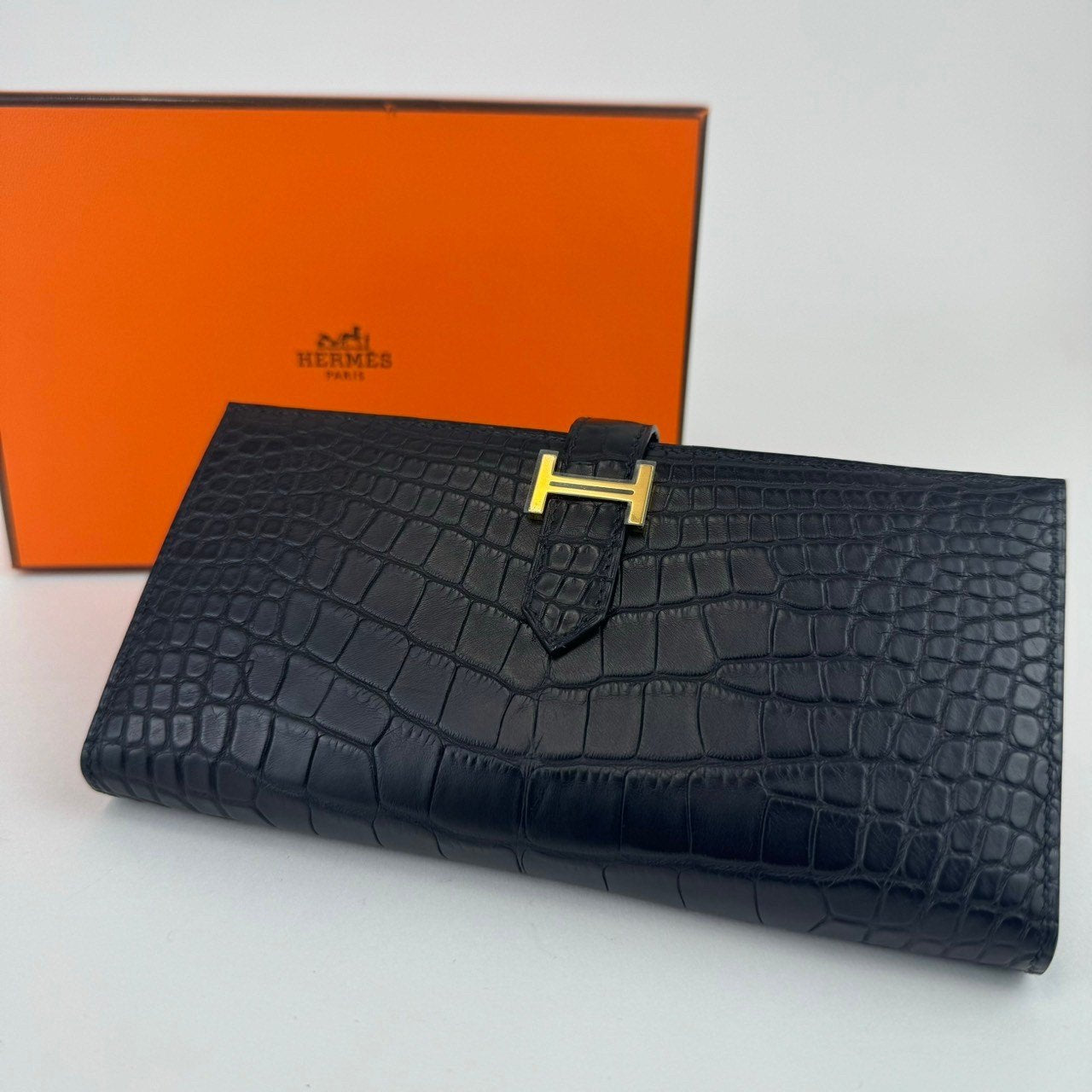 Bearn soufflet べアンスフレ Black ブラック Crocodile クロコダイル B刻 長財布