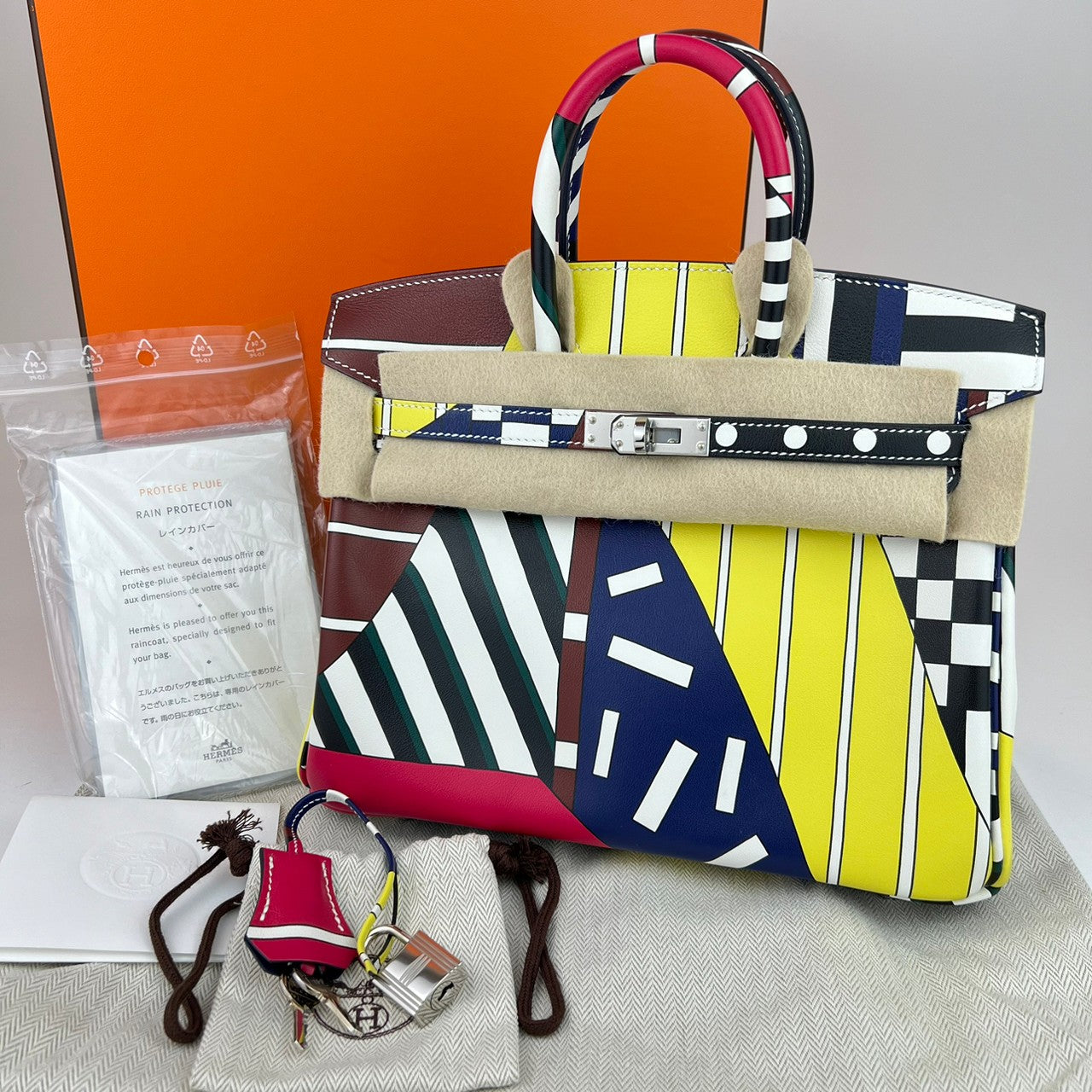 美品 C刻 HERMES エルメス Runway Birkin25ランウェイバーキン25 Multicolor マルティカラー Swift スウィフト PHW シルバー金具 ハンドバッグ